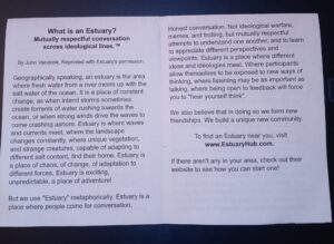 Inside pages of zine about Estuary.